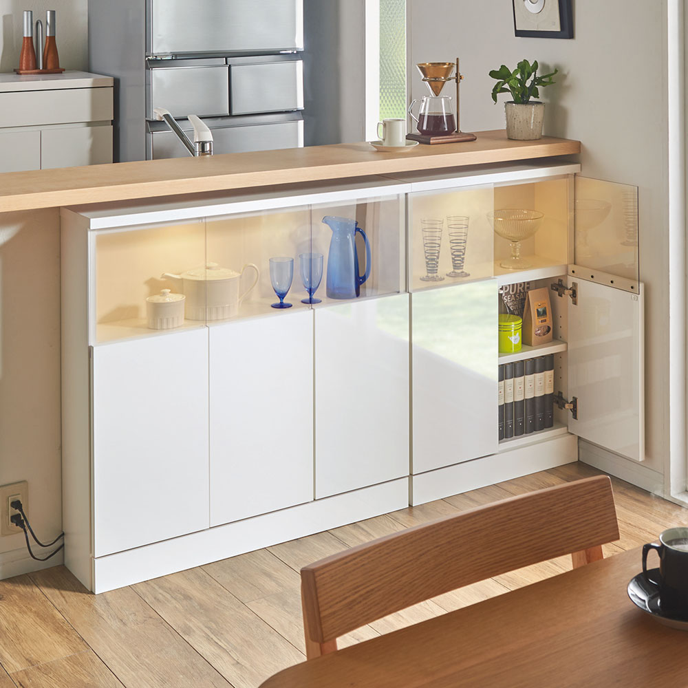 dinos（ディノス） 【完成品】LED付きギャラリー収納本棚 幅120奥行