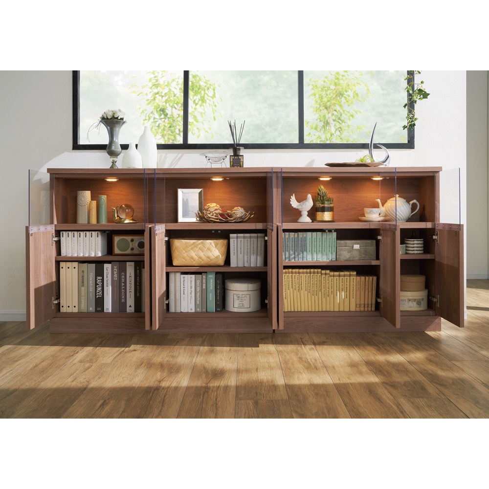 dinos（ディノス） 【完成品】LED付きギャラリー収納本棚 幅120奥行