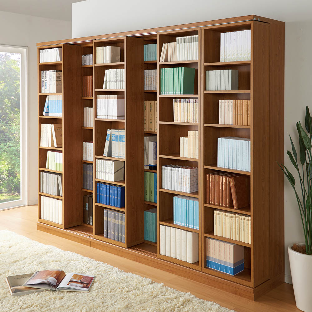 dinos（ディノス） 本格仕様 快適スライド書棚 オープン 4列 本棚