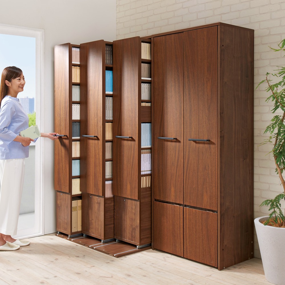 【未使用新品】スライド本棚　シェルフ　完成品・組立不要 dinos（ディノス） 本格派 スライド収納書棚 書棚 2列・幅73cm 本棚