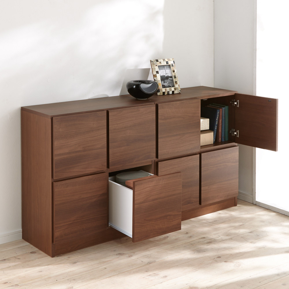 dinos（ディノス） スクエアリビングキャビネット 2段扉 リビング収納