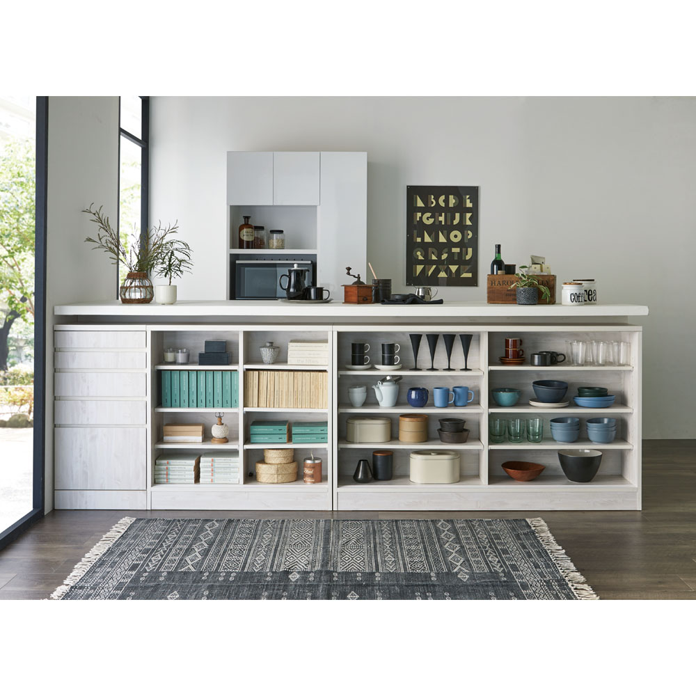 dinos（ディノス） ヴィンテージ調ホワイト木目カウンター下収納庫 幅