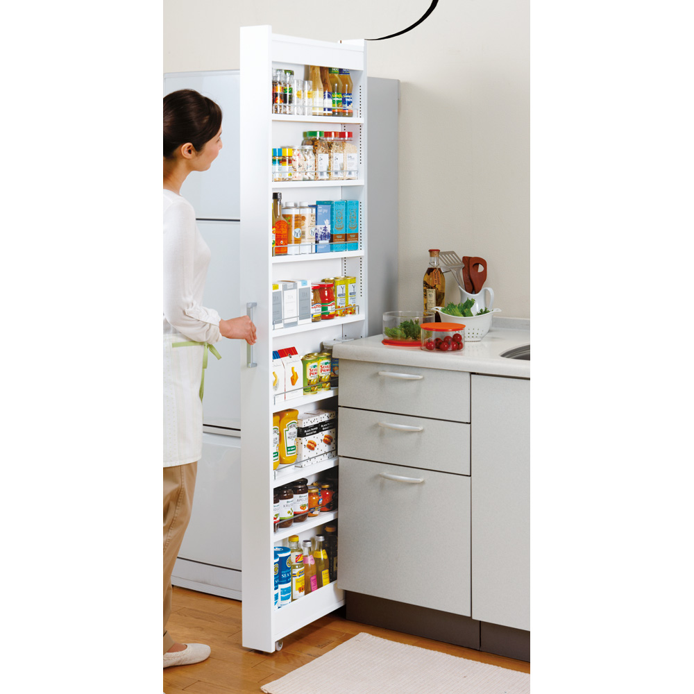 【ayu】キッチン隙間ワゴン／隙間収納 dinos（ディノス） ［幅14奥行45cm］ リバーシブルキッチンすき間収納