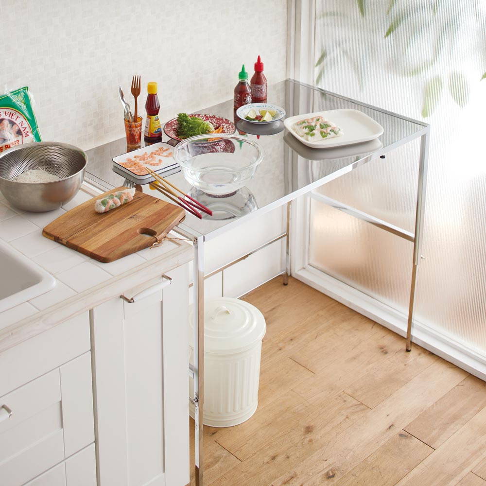 dinos（ディノス） 幅と高さが伸縮できるステンレス作業台 幅76-120