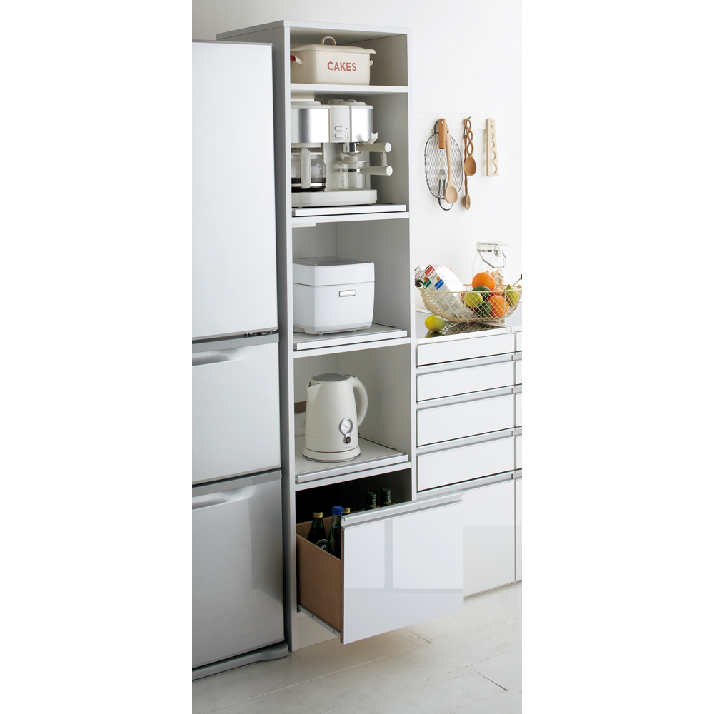 レンジ台　家電ストッカー　キッチン収納　スリムタイプ　送料無料 dinos（ディノス） 奥行スリム 幅が選べる 省スペース家電収納庫 幅