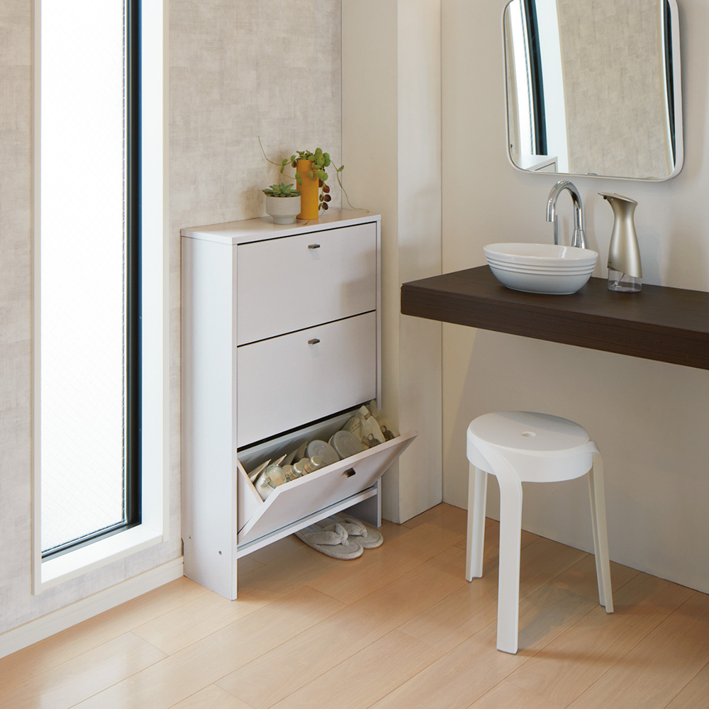 dinos（ディノス） 薄型奥行20cmサニタリー収納庫 引き出しタイプ 幅