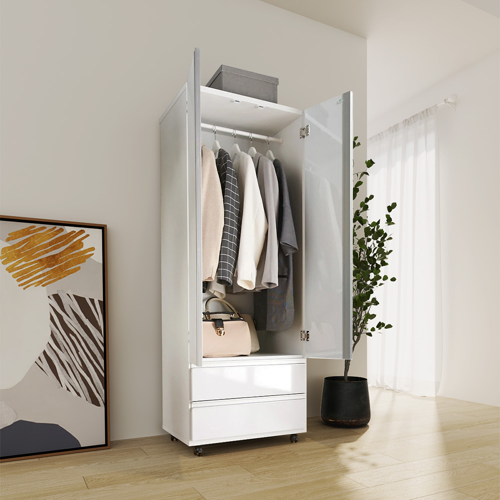 dinos（ディノス） 1台でスッキリハンガーラック 扉付き・幅59.5cm