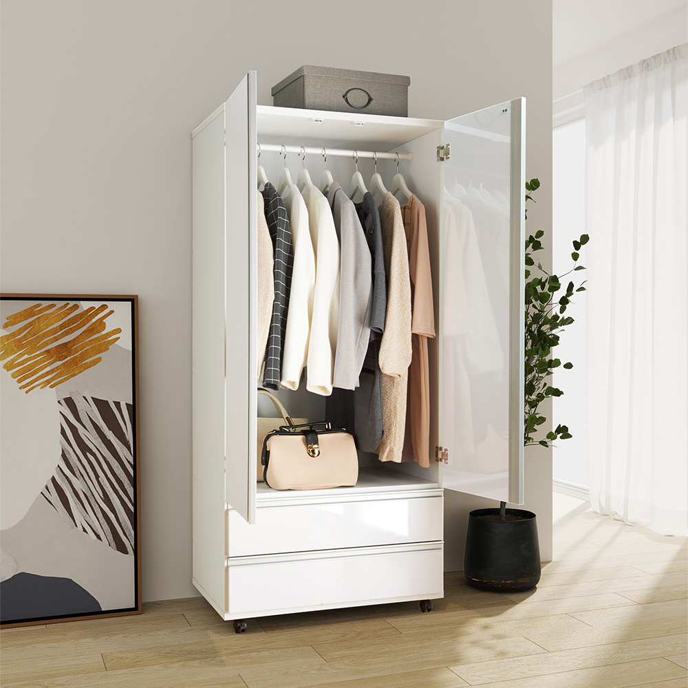 dinos（ディノス） 1台でスッキリハンガーラック 扉付き・幅75cm 衣類