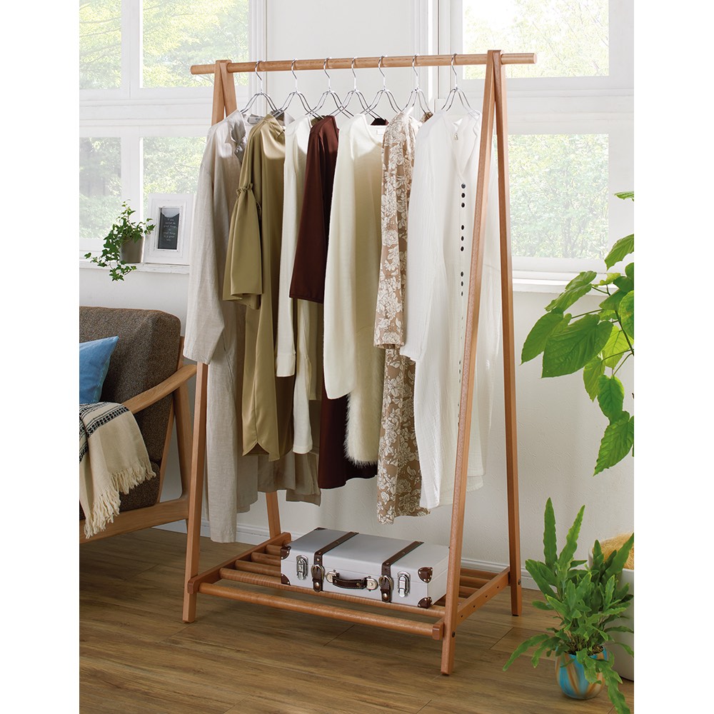dinos（ディノス） 頑丈天然木A型ハンガーラック 幅73cm 衣類収納