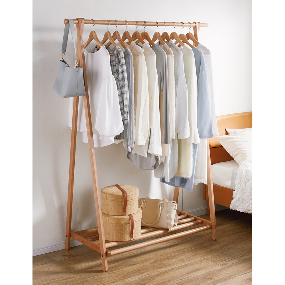 dinos（ディノス） 頑丈天然木A型ハンガーラック 幅88cm 衣類収納