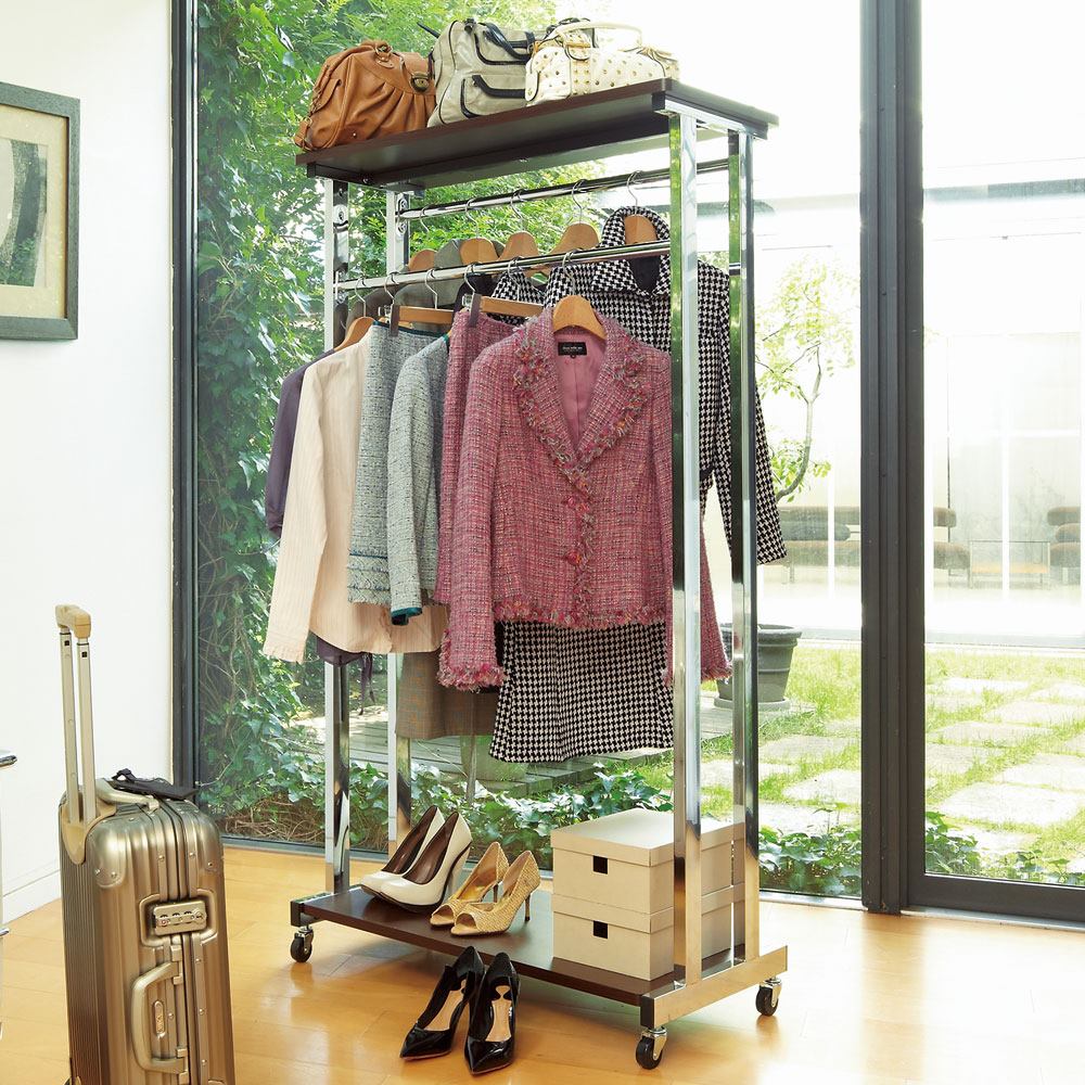 dinos（ディノス） ワードローブ 上下棚付き モダン頑丈ハンガーラック