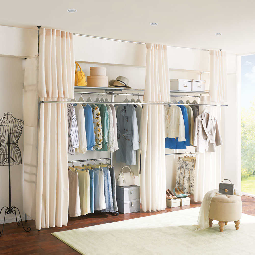 dinos（ディノス） ワードローブ 奥行53cm 上下カーテン付き突っ張り