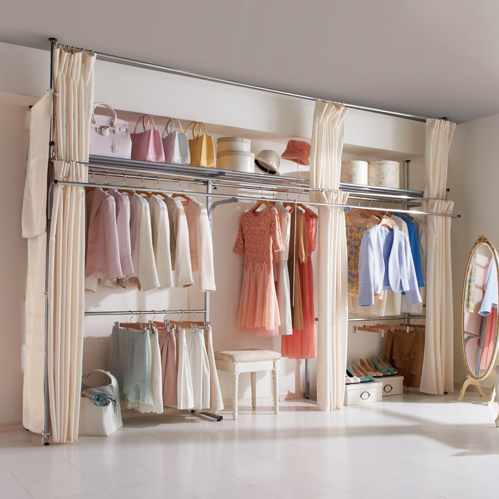 dinos（ディノス） ワードローブ 奥行53cm 上下カーテン付き突っ張り