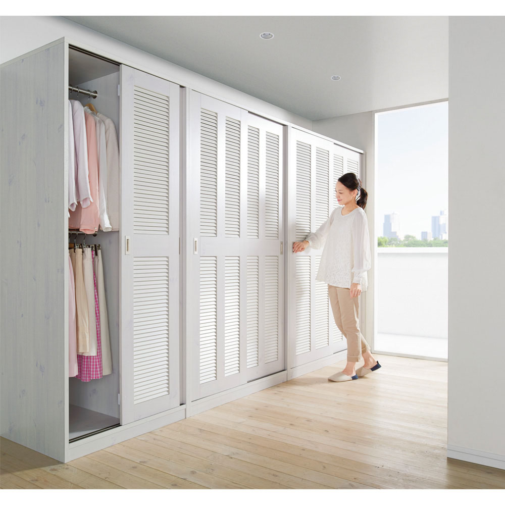 dinos（ディノス） 通気性の良い 引き戸ルーバーワードローブ 幅120cm