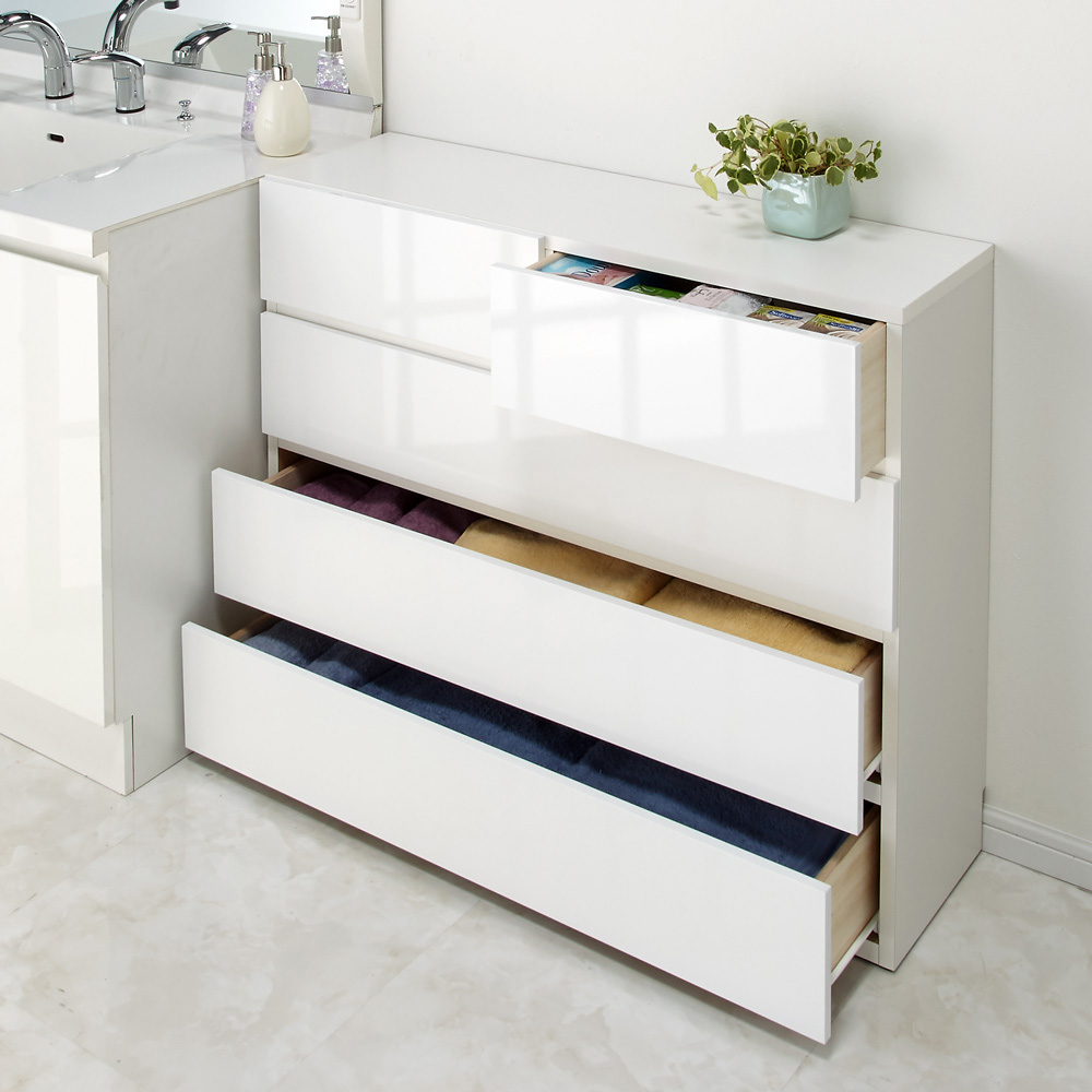 dinos（ディノス） 奥行30cm薄型ツヤツヤチェスト 幅100cm・4段 トイレ