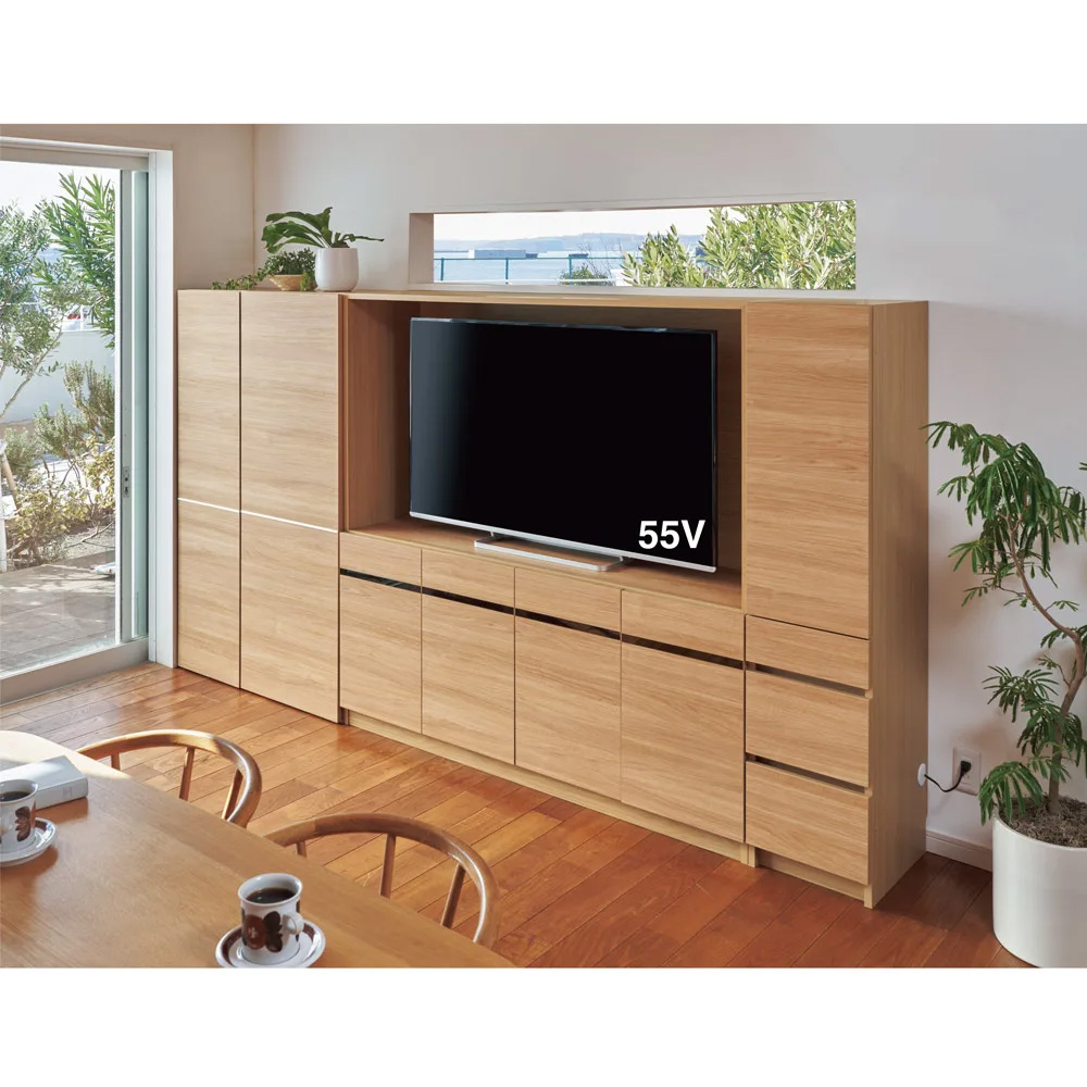 【美品・送料設置込】ディノス コーナー壁面収納 テレビボード 左壁付け(予備付) コーナー壁面収納テレビ台 幅117高さ180cm 左壁設置用 【ハイバック
