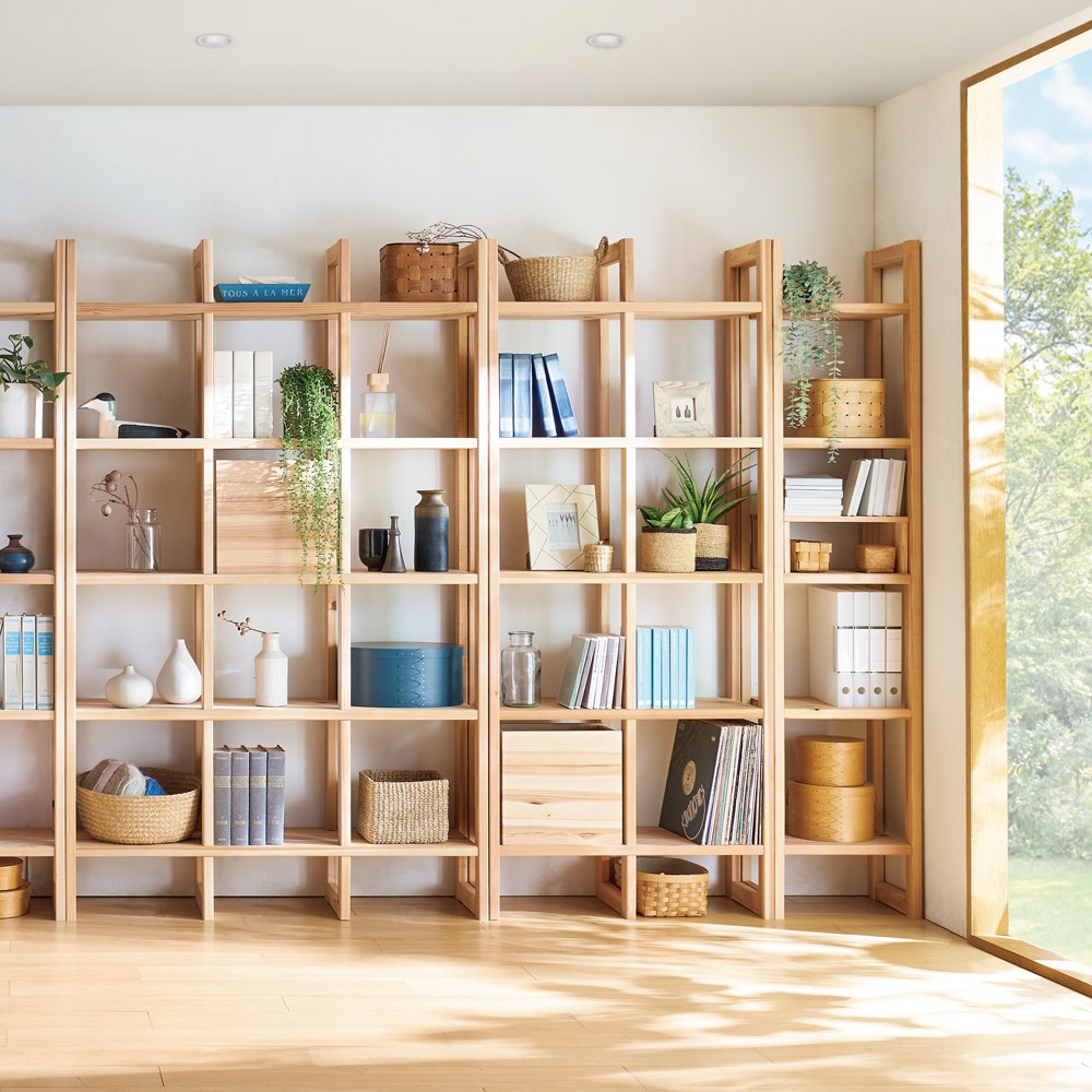 <未来工房 国産杉>　ビッグサイズのwoodラック woodシェルフ 木と人 天然杉材 シェルフラック Shelf lack オフィス家具 無垢材 幅