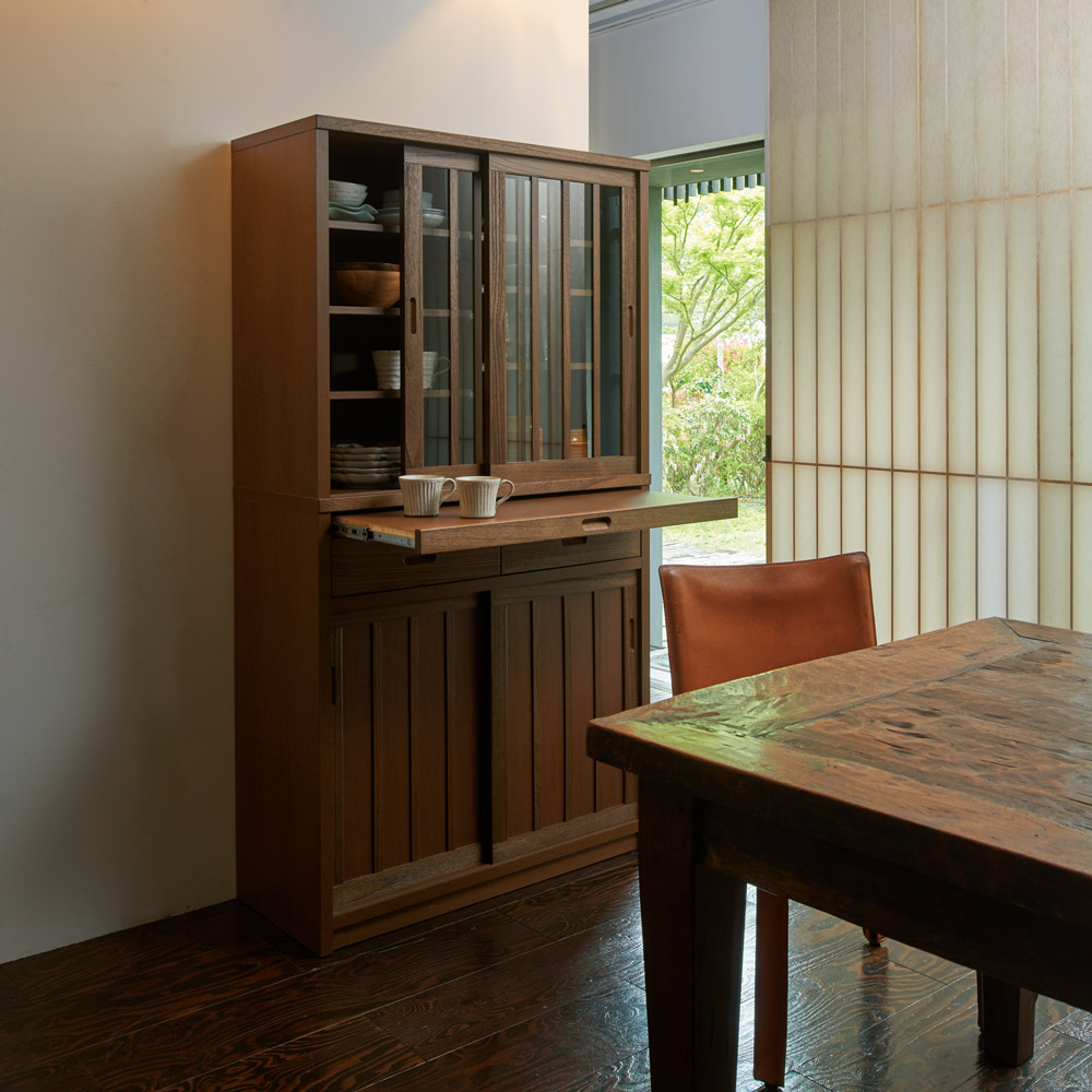 キッチン収納 食器棚 ダイニングボード スライドテーブル 日本製
