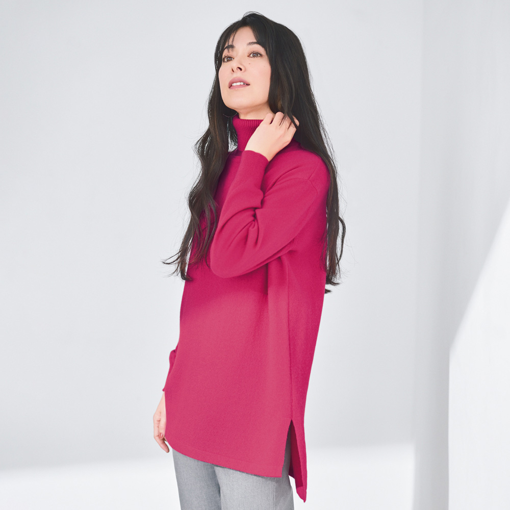 dinos（ディノス） カシミヤニット タートルネック チュニック ニット