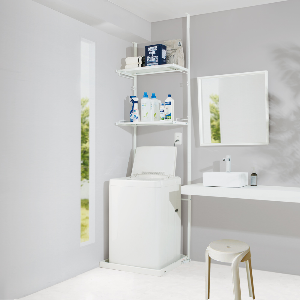 dinos（ディノス） 防水パンの段差対応 突っ張りランドリーラック 棚2