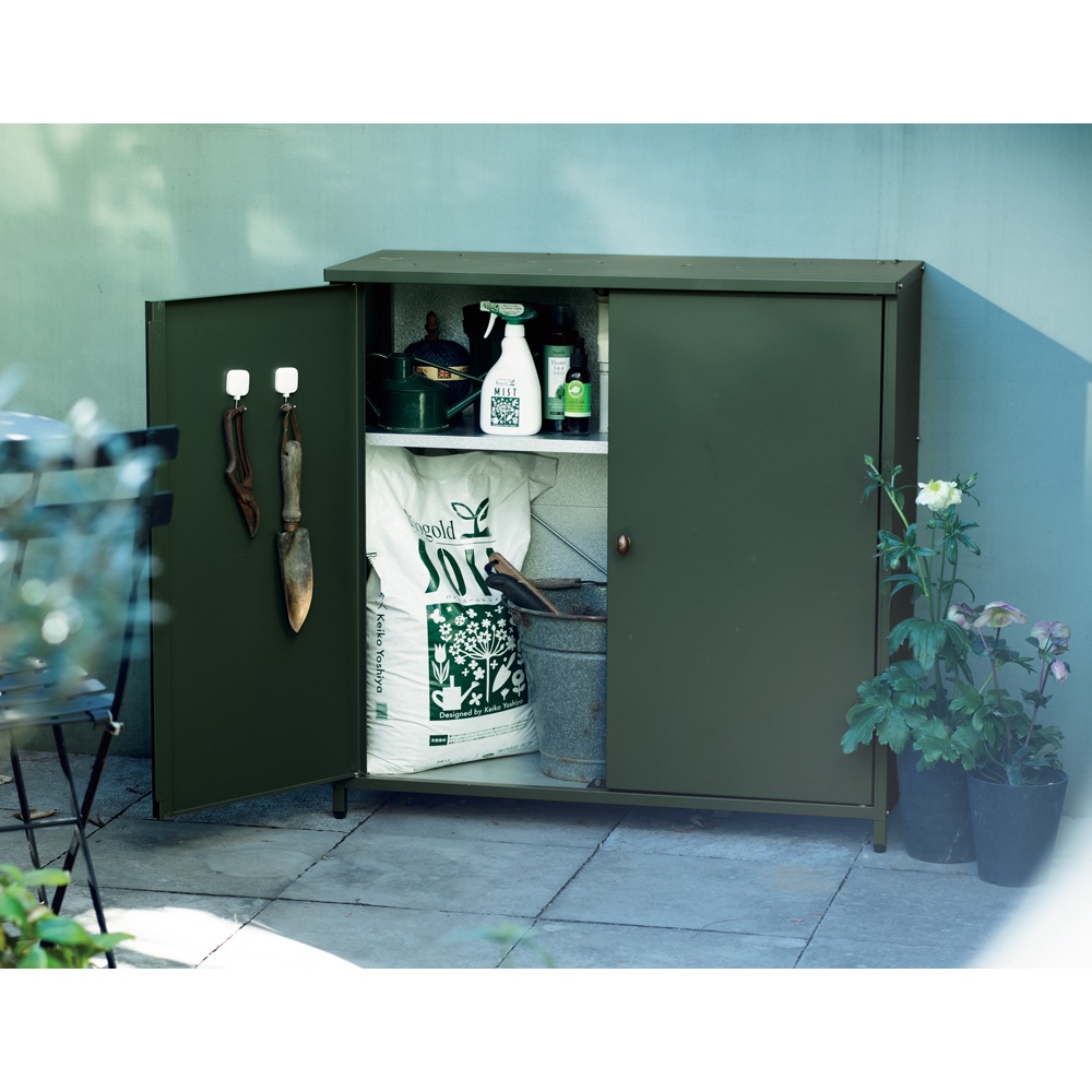 ガーデニング用品 エクステリア 収納庫 物置 UVカット ベランダ 吉谷さんデザイン ガーデングリーンの収納庫 大サイズ（幅91cm） G65814
