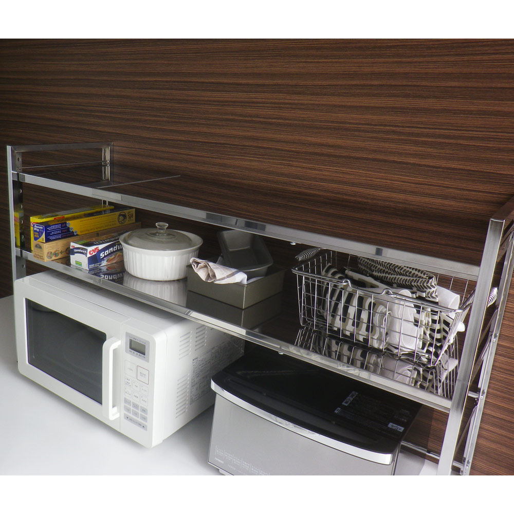 dinos（ディノス） 調理家電が置ける頑丈ステンレス伸縮天板ラック 2段