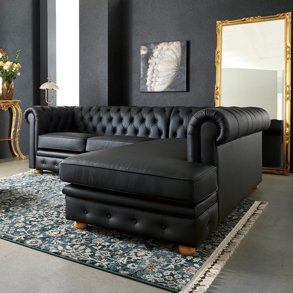 【セット販売】イタリアンレザー　カウチソファ（左側） セット販売】イタリアンレザー カウチソファ（左側） イタリア製本革