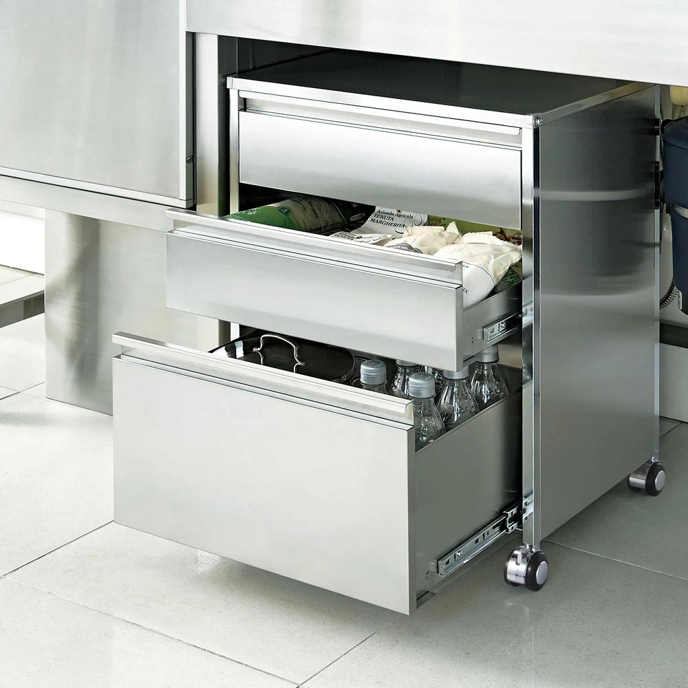 ディノス　ステンレス　スムーズ引き出しラック 3段 キッチン収納 ステンレス製スムーズ引き出しラック 3段 幅20cm 通販 - ディノス