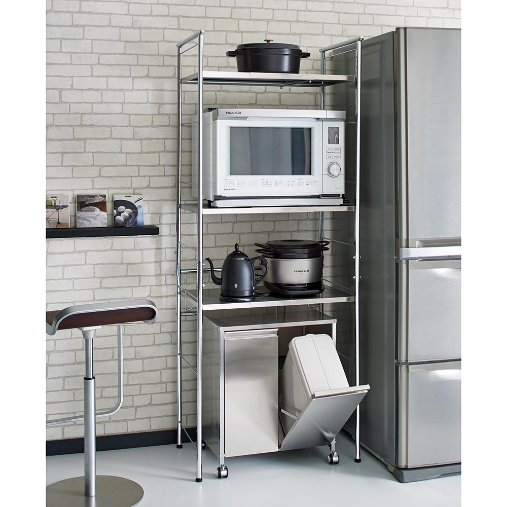 ディノス　ステンレス　スムーズ引き出しラック 3段 キッチン収納 ステンレス製スムーズ引き出しラック 3段 幅28.6cm 通販 - ディノス