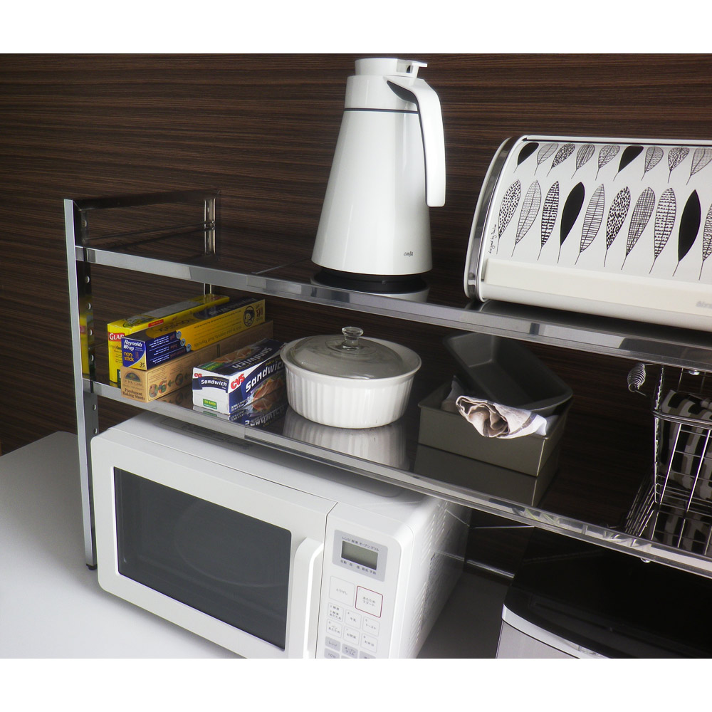 dinos（ディノス） 調理家電が置ける頑丈ステンレス伸縮天板ラック 2段