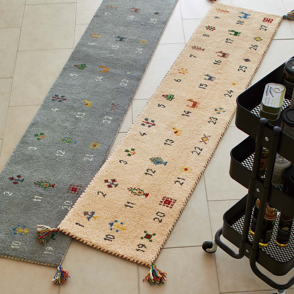 dinos（ディノス） Gabbeh/ギャッベ インド製マット 約40cm×120cm