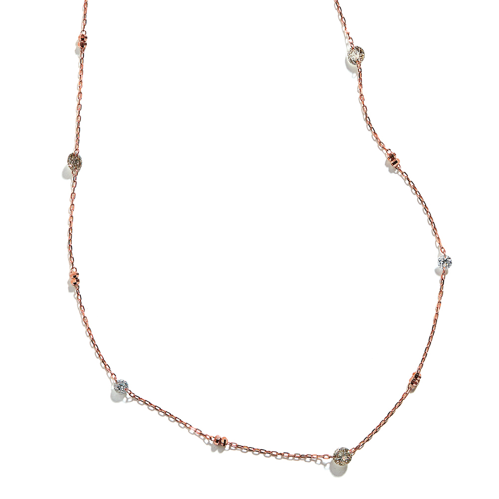 ジュエリー アクセサリー ダイヤモンド チェーンネックレス ステーションネックレス 70cm 【70cm・1.25ctダイヤ】 K18PG ダイヤ  ステーションネックレス J56934 1110202553 ディノス 店 通販 