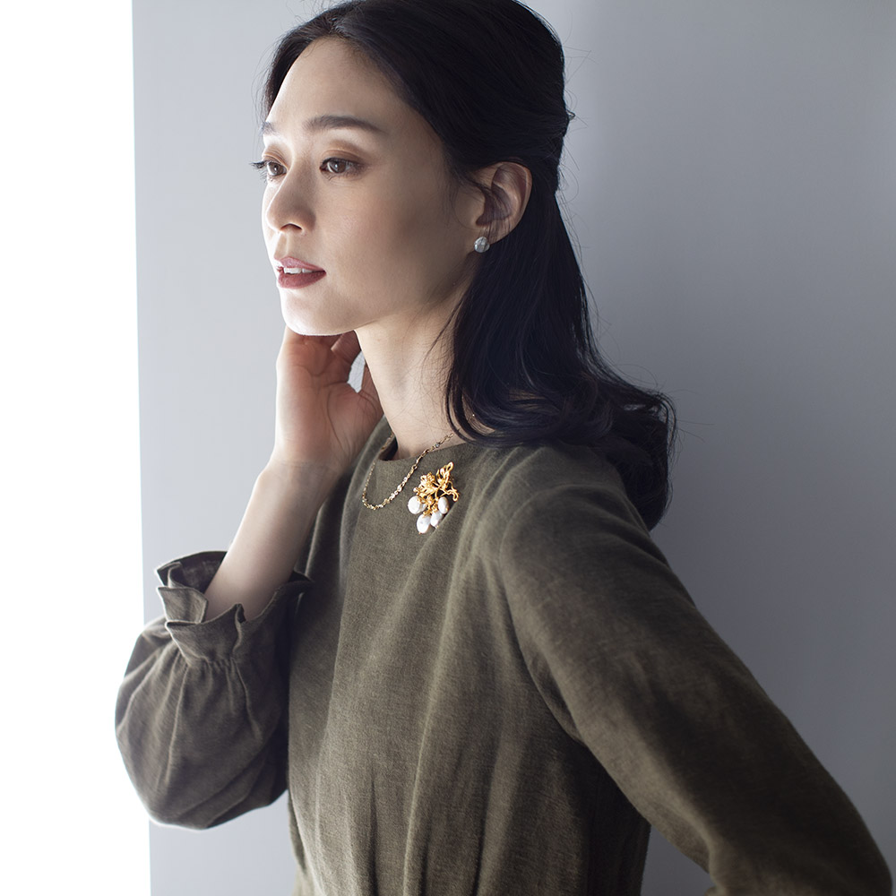 ブラッシュリネン ウエストタックワンピース ワンピース マキシワンピース ロングワンピース N60673 dinos（ディノス） ブラッシュリネン ウエストタックワンピース