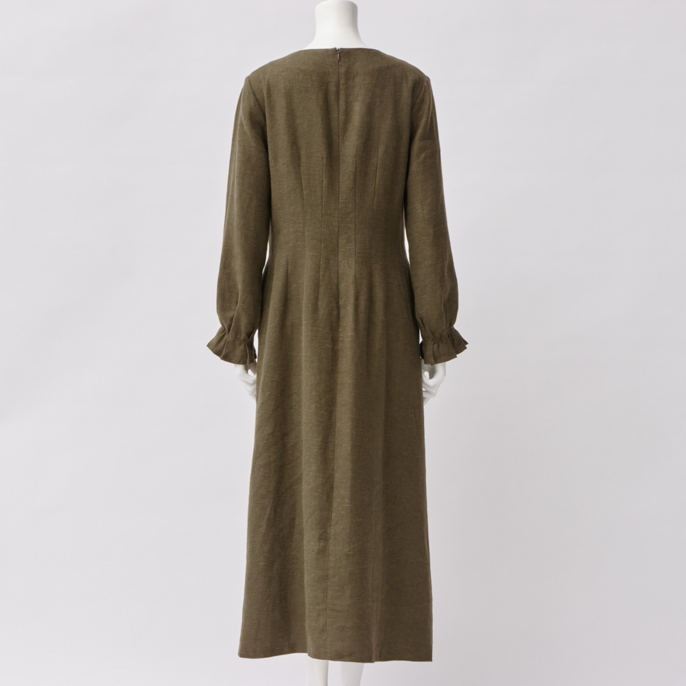 dinos（ディノス） ブラッシュリネン ウエストタックワンピース