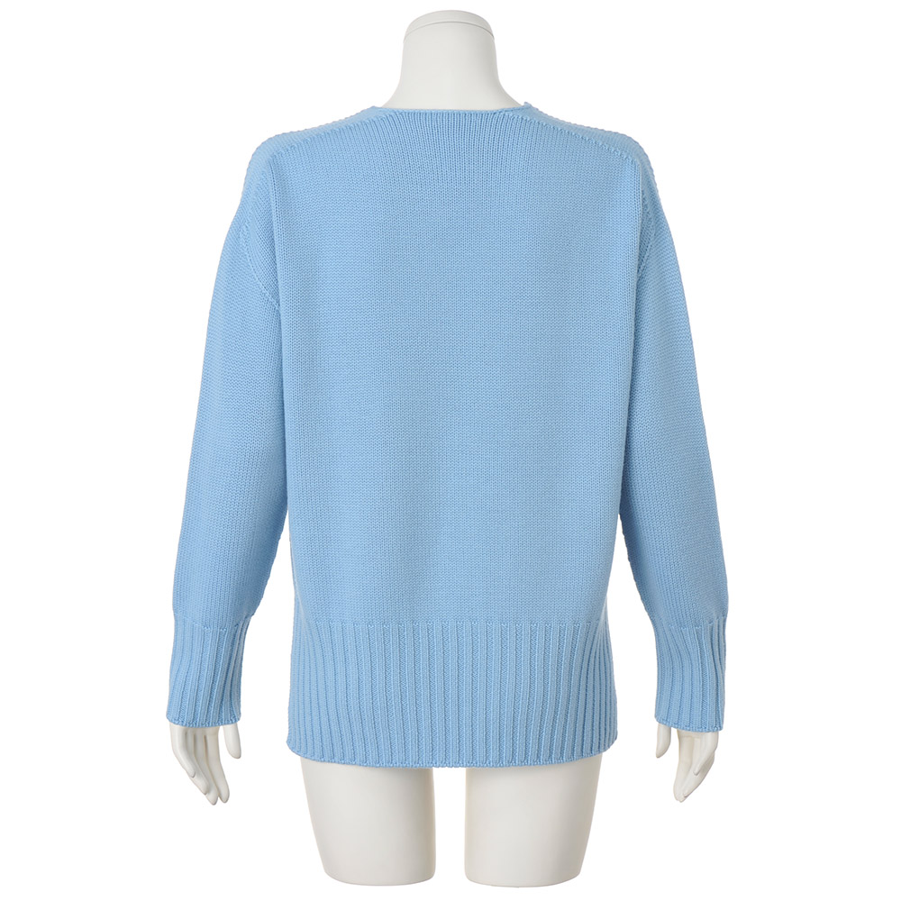 Ella BELLA/ベッラ ウール100％ 深Vネック ニットプルオーバー