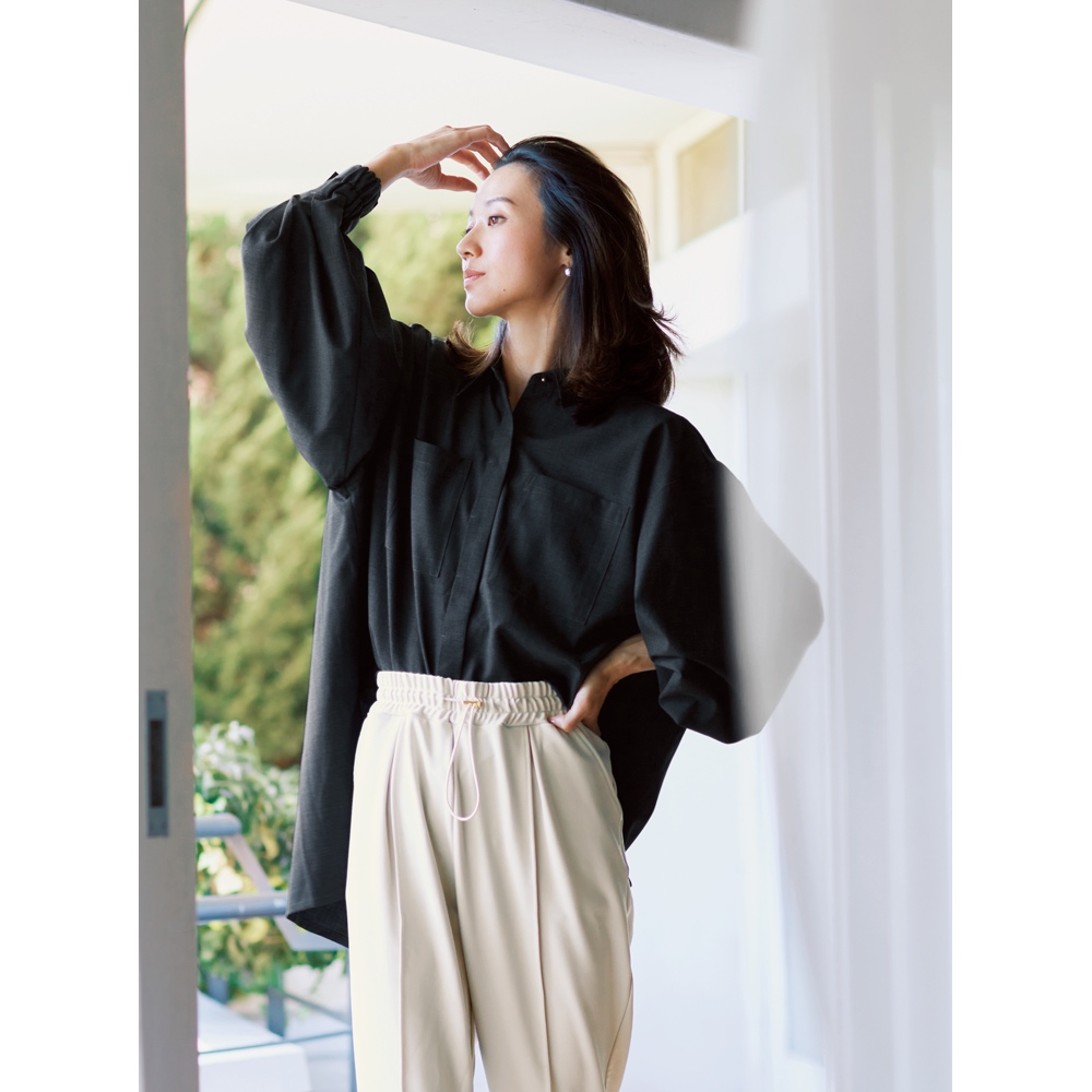 トップス シャツ ブラウス ウール 洗える re：i オーバーサイズシャツ  