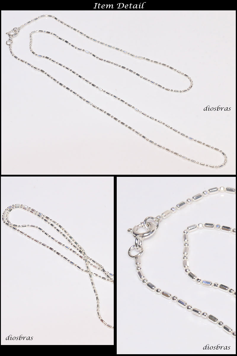 シルバー 925 変形 ミックス カット ボールチェーン 1mm 50cm 幅1mm 俵