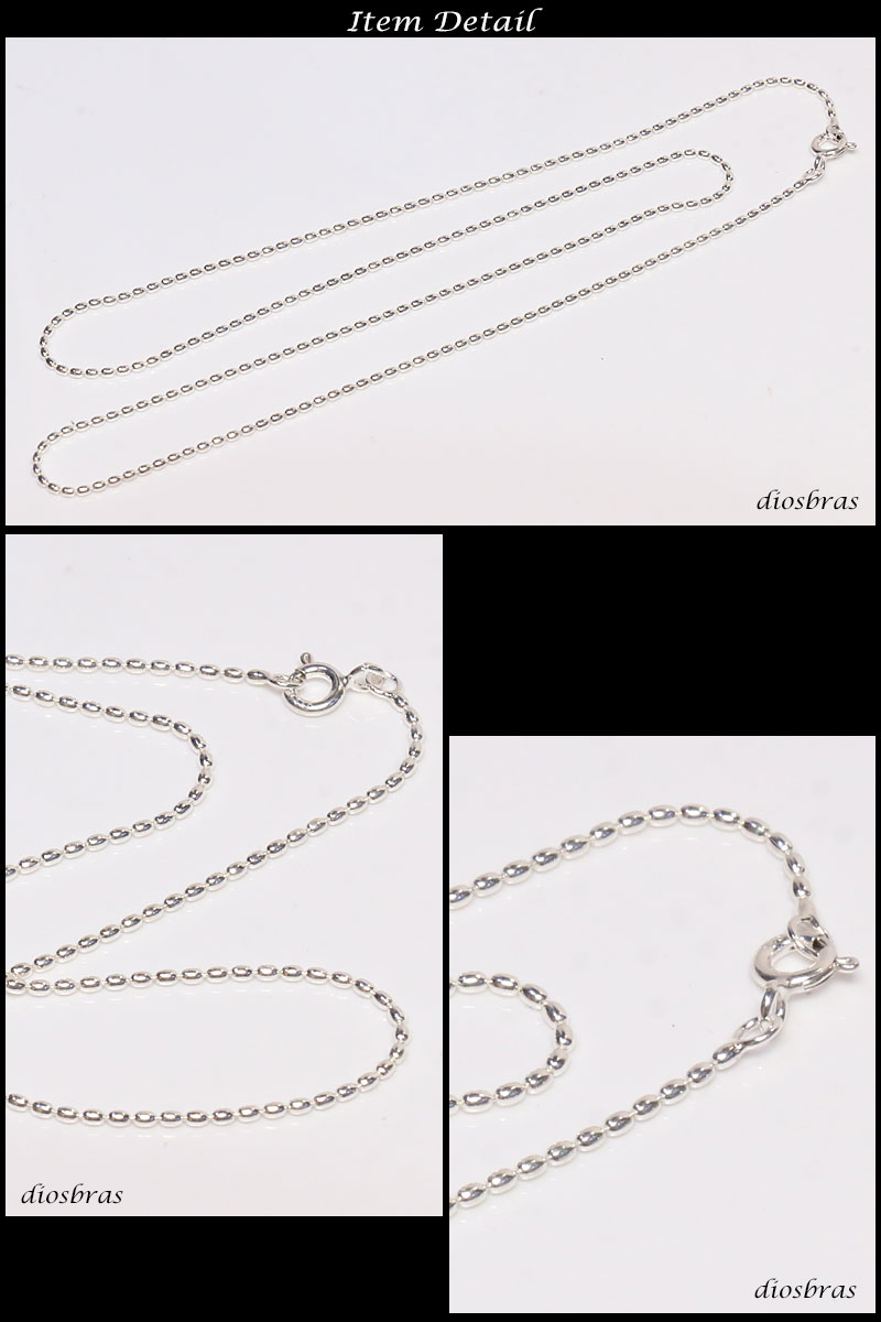シルバー 925 変形ボールチェーン 1mm 50cm 幅1mm 俵型 ネックレス