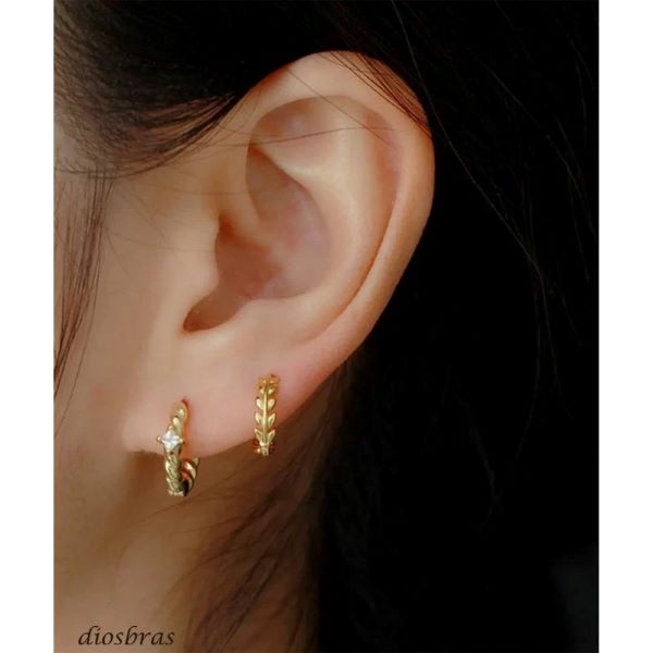 リーフ 葉っぱ ピアス フープ ユニセックスピアス リングタイプ 片方