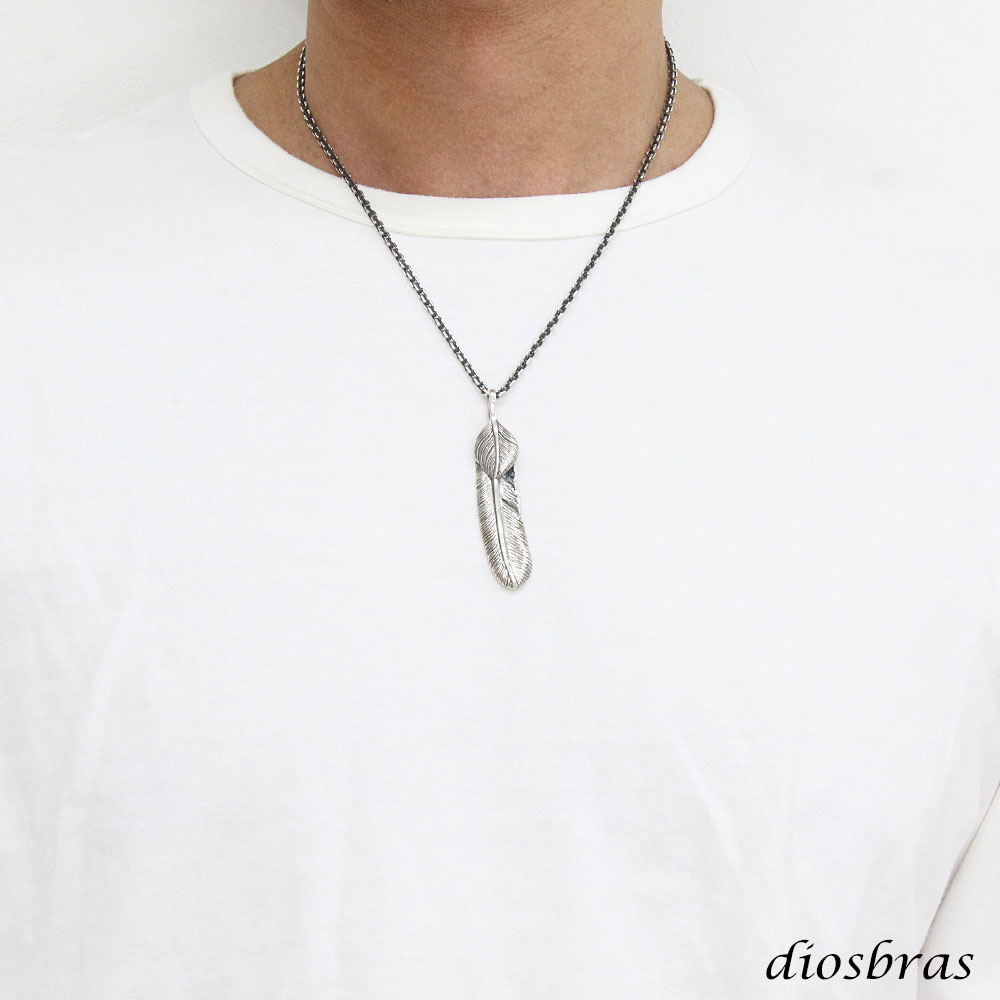 シルバー925 フェザー トップ ハート フェザーネックレス ハンドメイド