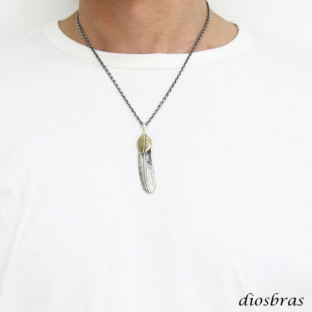 シルバー925 フェザー トップ ハート フェザーネックレス ハンドメイド