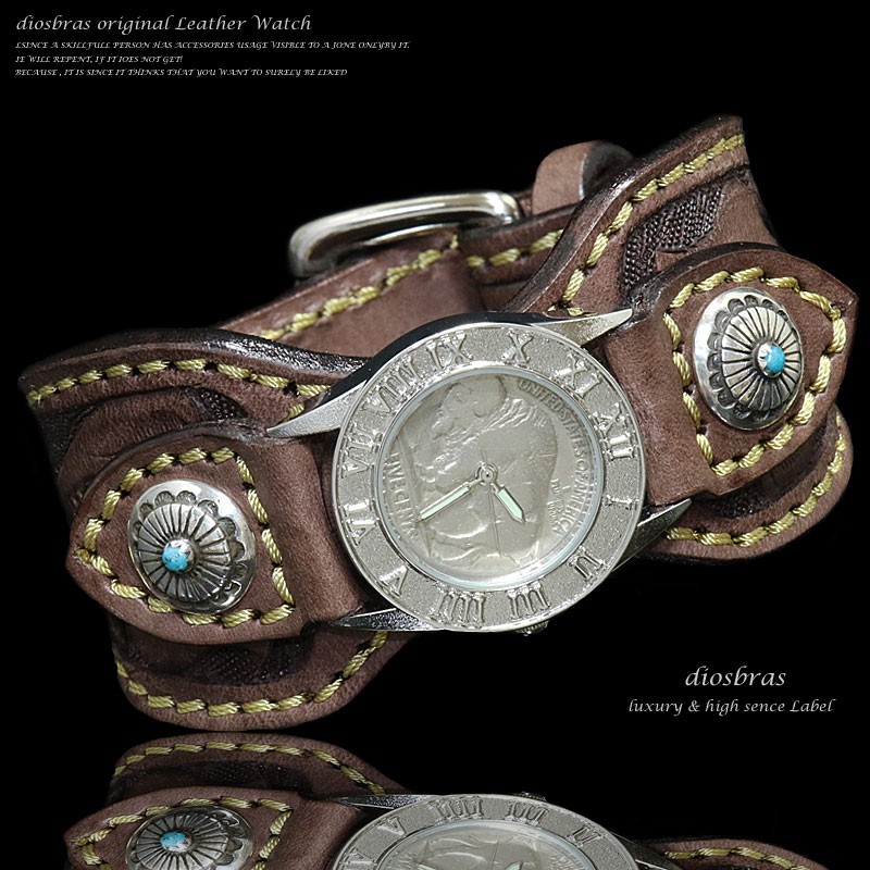 腕時計 メンズ ターコイズ オニキス 時計 レザーブレス ウォッチ