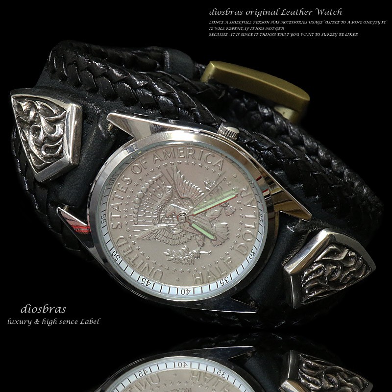 腕時計 メンズ ターコイズ オニキス 時計 レザーブレス ウォッチ 本革