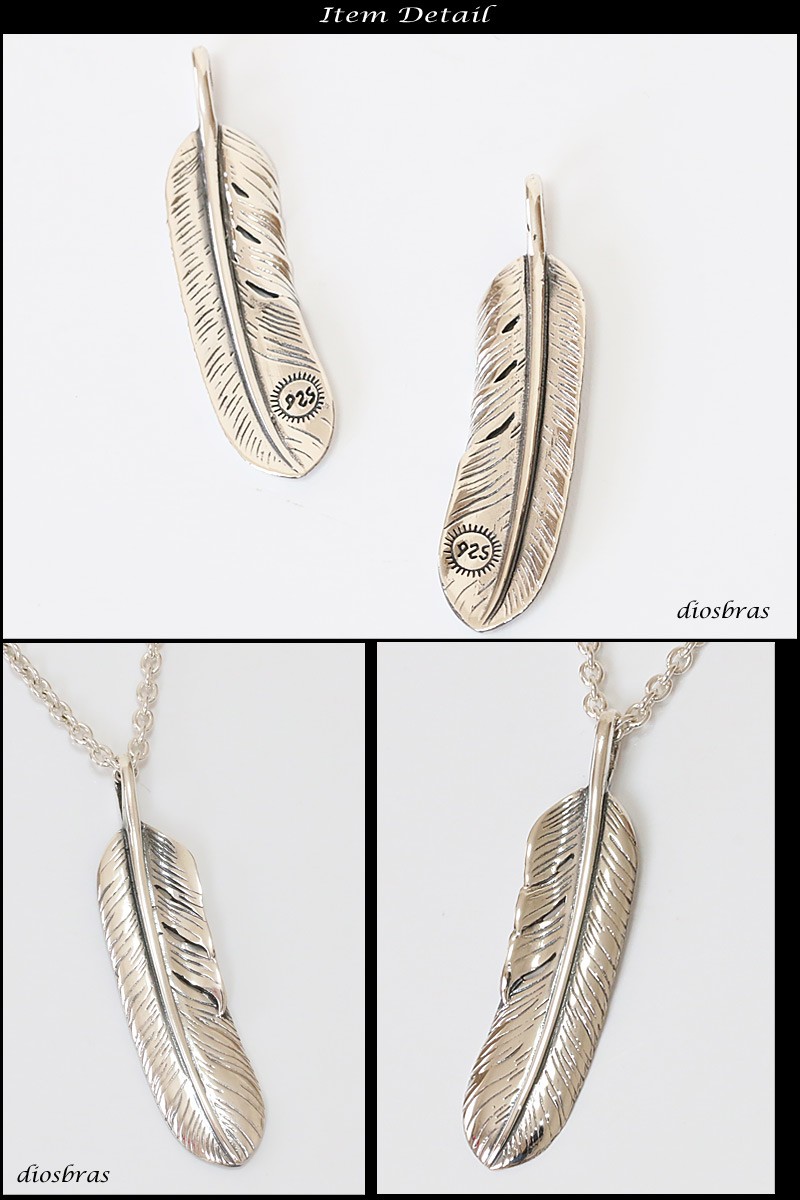 シルバー925 フェザー トップ フェザーネックレス ハンドメイド