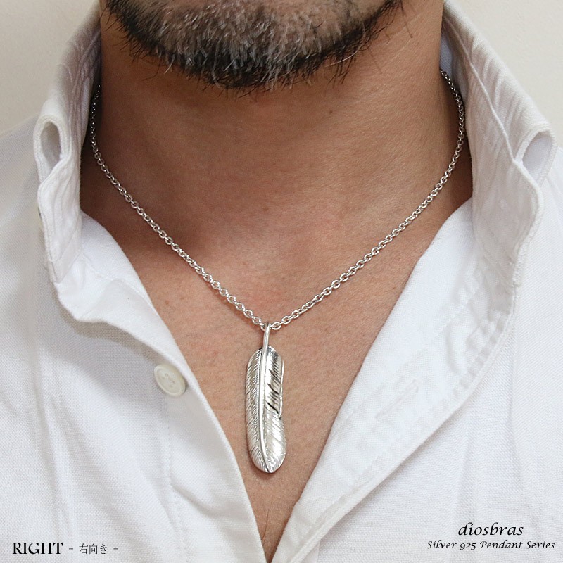 シルバー925 フェザー トップ フェザーネックレス ハンドメイド