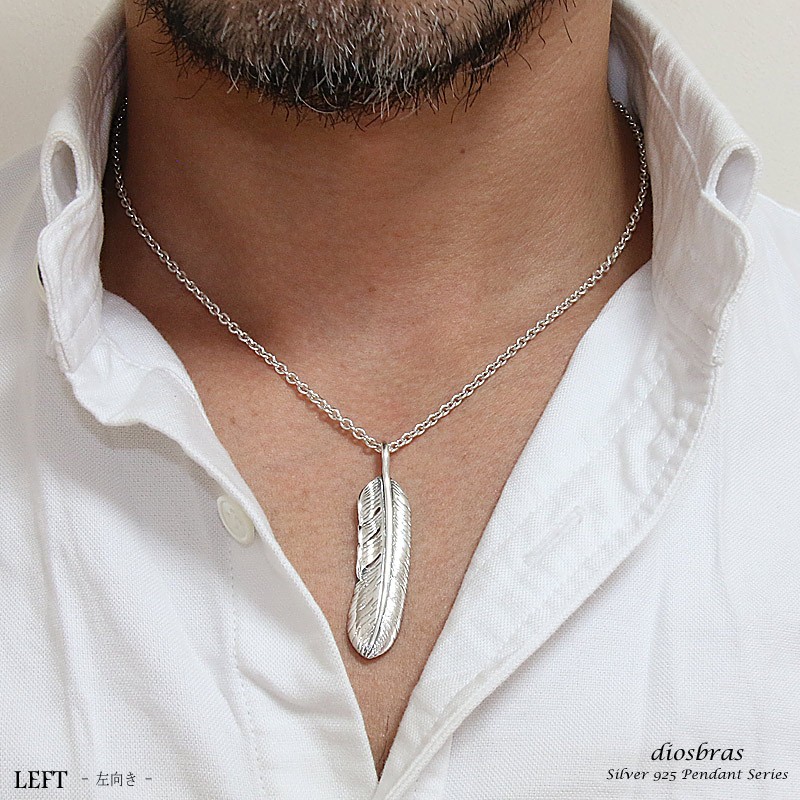 シルバー925 フェザー トップ フェザーネックレス ハンドメイド