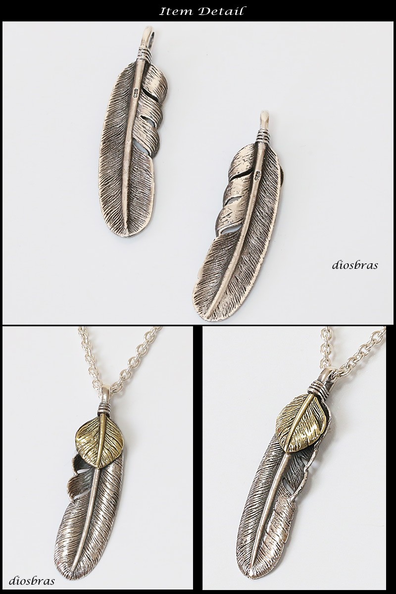 シルバー925 フェザー トップ フェザーネックレス ハンドメイド