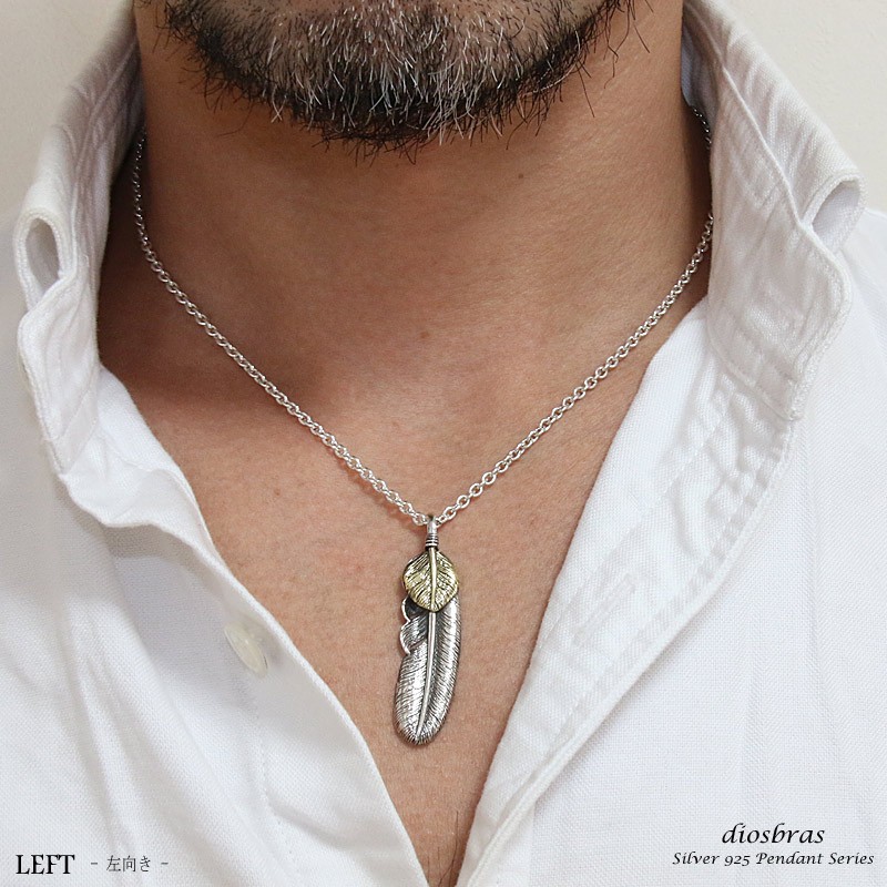 シルバー925 フェザー トップ フェザーネックレス ハンドメイド