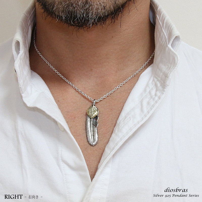 シルバー925 フェザー トップ フェザーネックレス ハンドメイド