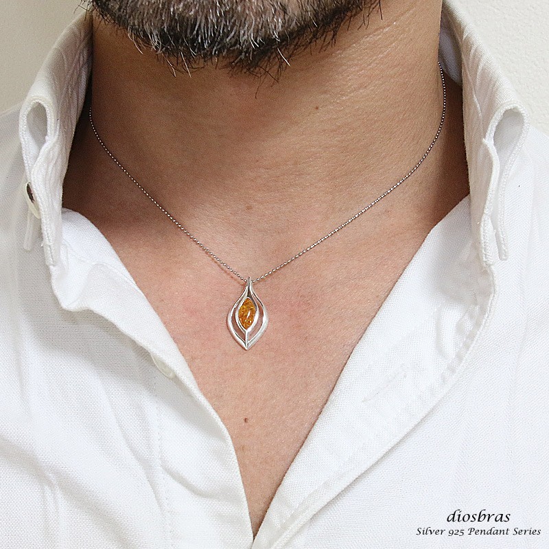 アンバー 琥珀 ペンダント しずく型 ドロップ ペンダント トップ